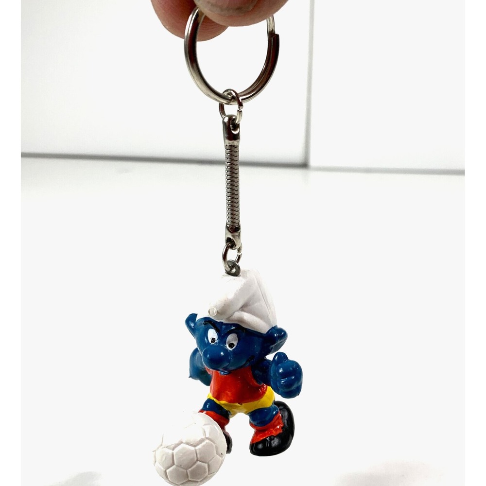 VINTAGE SMURF KEYCHAIN PEYO SCHLEIGH SMURF SOCCER NOS 70'S 80'S - Picture 3 of 4